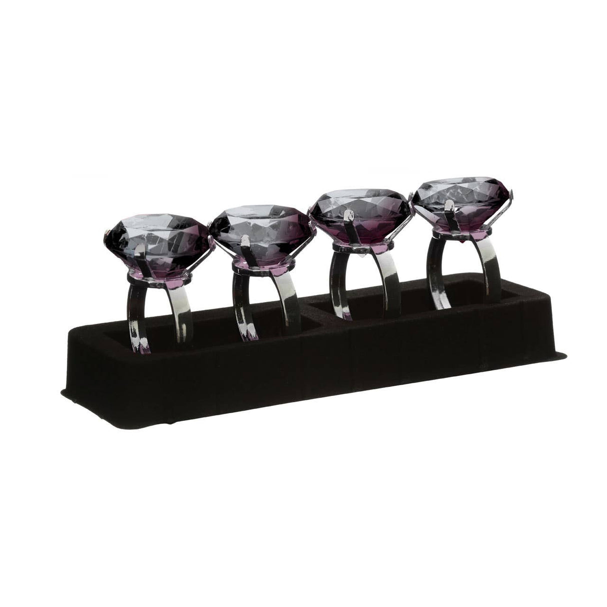 Smoke Grey Diamante Napkin Rings - Set Of 4