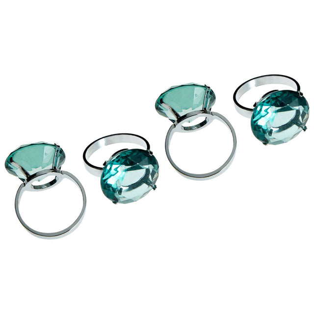 Teal Diamante Napkin Rings - Set Of 4