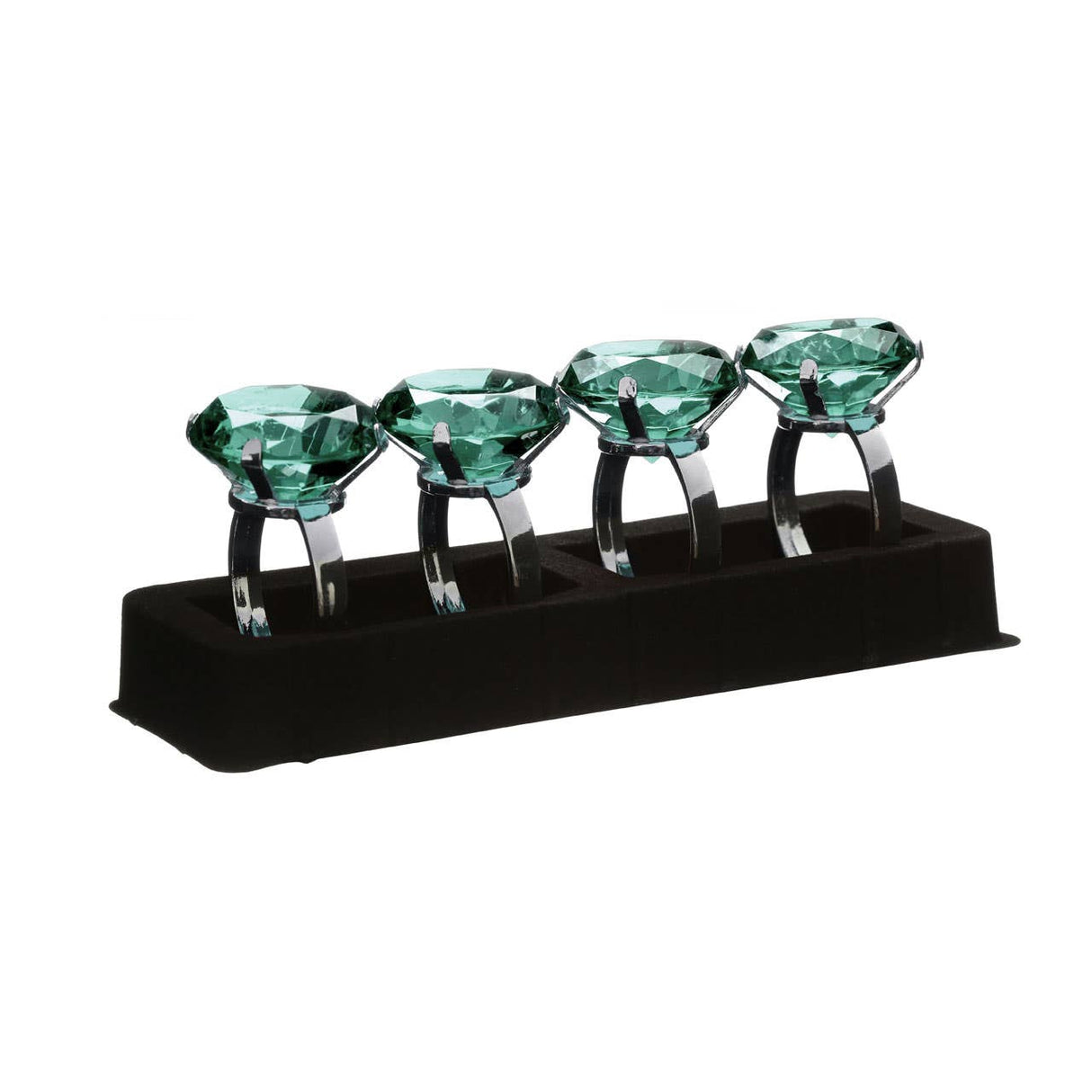 Teal Diamante Napkin Rings - Set Of 4