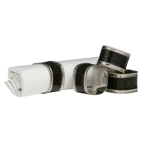 Black Glitter Napkin Rings - Set Of 4