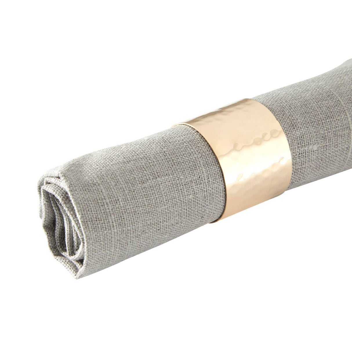 Set Of 4 Brass Finish Hammered Napkin Rings