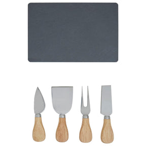 4Pc Cheese Knife With Slate Tray