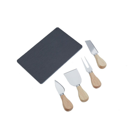 4Pc Cheese Knife With Slate Tray