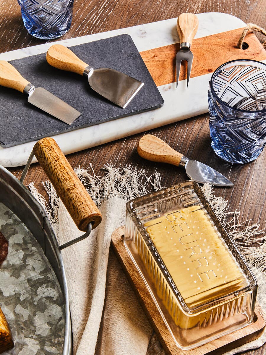 4Pc Cheese Knife With Slate Tray