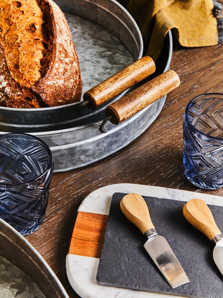 4Pc Cheese Knife With Slate Tray
