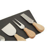4Pc Cheese Knife With Slate Tray