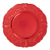 Dia 36 Pc Red Finish Baroque Charger Plate