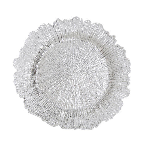 Set Of Four 33cm Dia Silver Finish Reef Charger Plates (1403820 x 4)