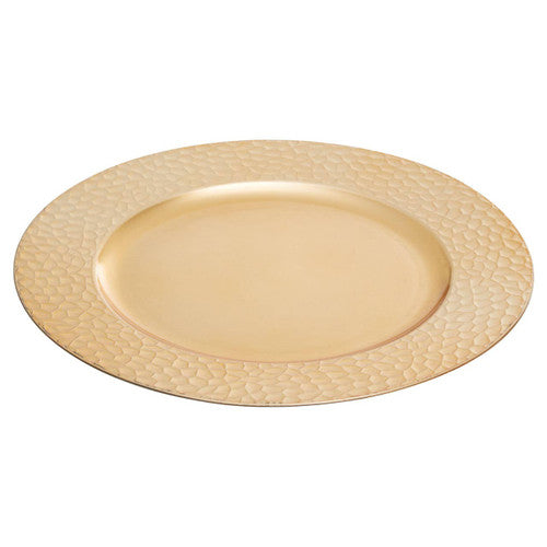 Dia Gold Finish Hammered Rim Charger Plate
