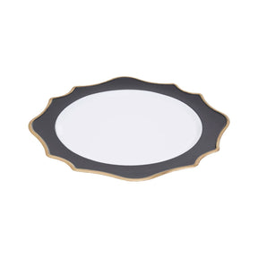 Dia 24 Pc White And Black Round Charger Plate