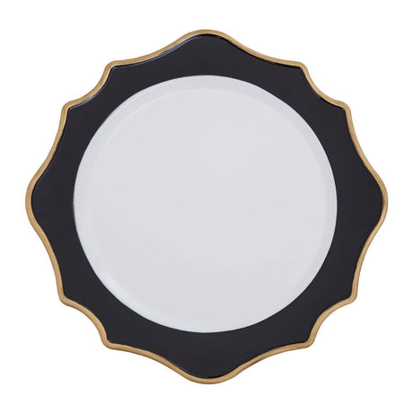Dia 24 Pc White And Black Round Charger Plate