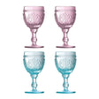 Fleur 2 Pink And 2 Blue Glasses - Set Of 4