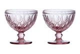 Fleur Pink Glass Sundae Dishes - Set Of 2