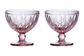 Fleur Pink Glass Sundae Dishes - Set Of 2