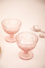Fleur Pink Glass Sundae Dishes - Set Of 2