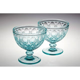 Fleur Blue Glass Sundae Dishes - Set Of 2