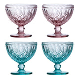 Fleur Blue Glass Sundae Dishes - Set Of 2