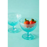 Fleur Blue Glass Sundae Dishes - Set Of 2