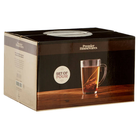 Clear Tall Glass Mugs - Set Of 4