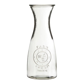 Clear Glass Embossed Farm Fresh Design Carafe