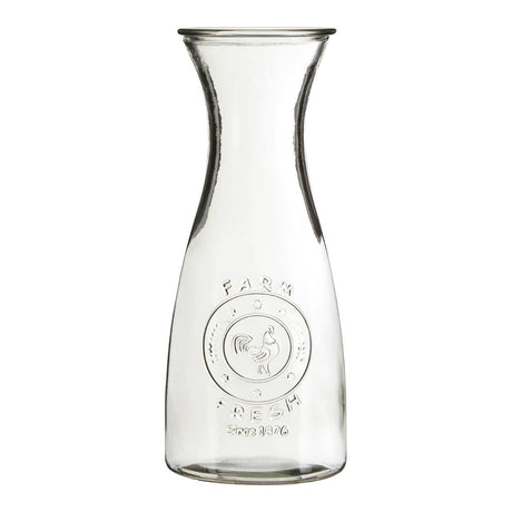 Clear Glass Embossed Farm Fresh Design Carafe