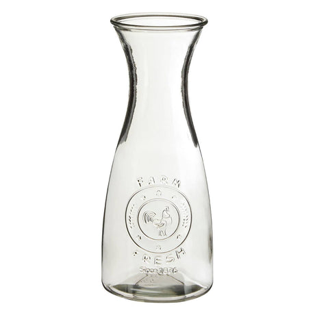 Clear Glass Embossed Farm Fresh Design Carafe