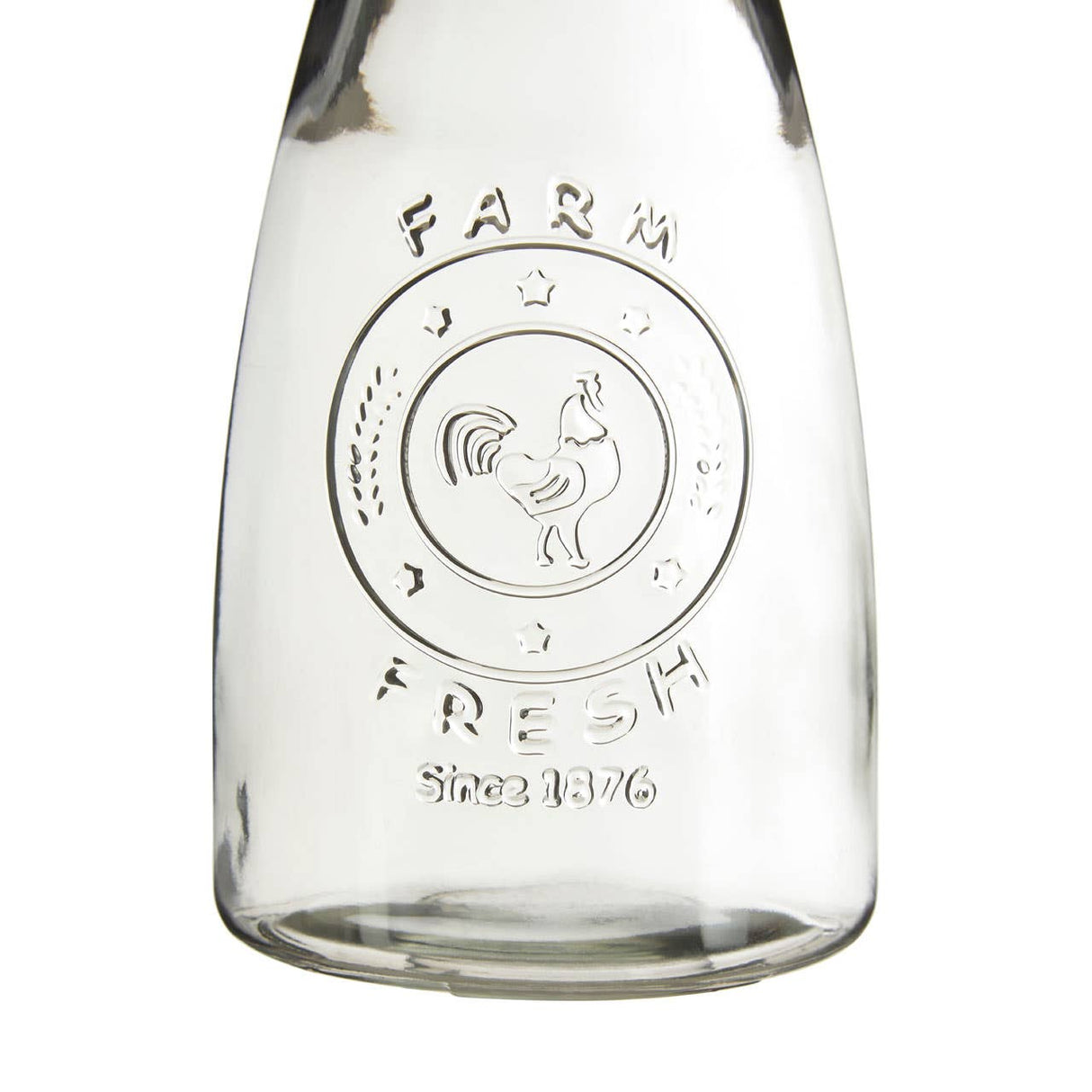 Clear Glass Embossed Farm Fresh Design Carafe
