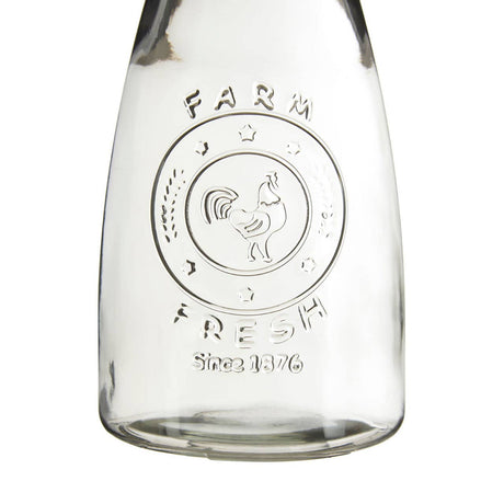 Clear Glass Embossed Farm Fresh Design Carafe