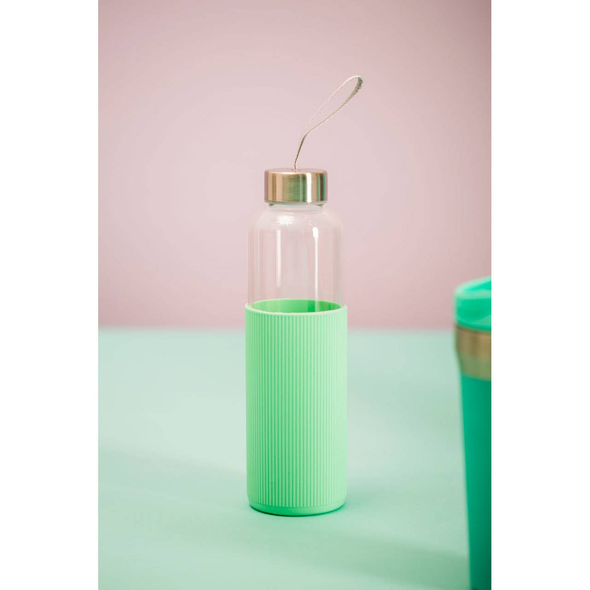 Mimo Glass Mug With Mint Silicone Sleeve