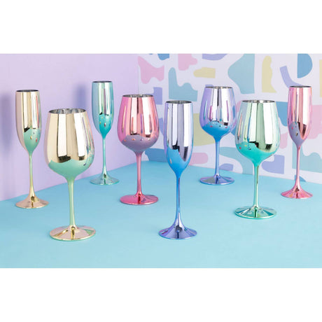 Mimo Set Of 4 Multicolour Champagne Glasses
