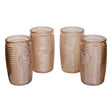 Set Of Four Gold Ribbed Glass Tumblers