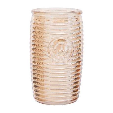 Set Of Four Gold Ribbed Glass Tumblers