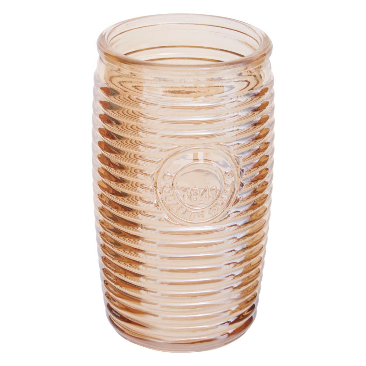 Set Of Four Gold Ribbed Glass Tumblers
