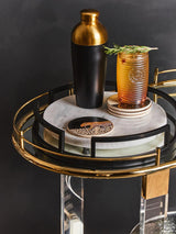 Set Of Four Gold Ribbed Glass Tumblers