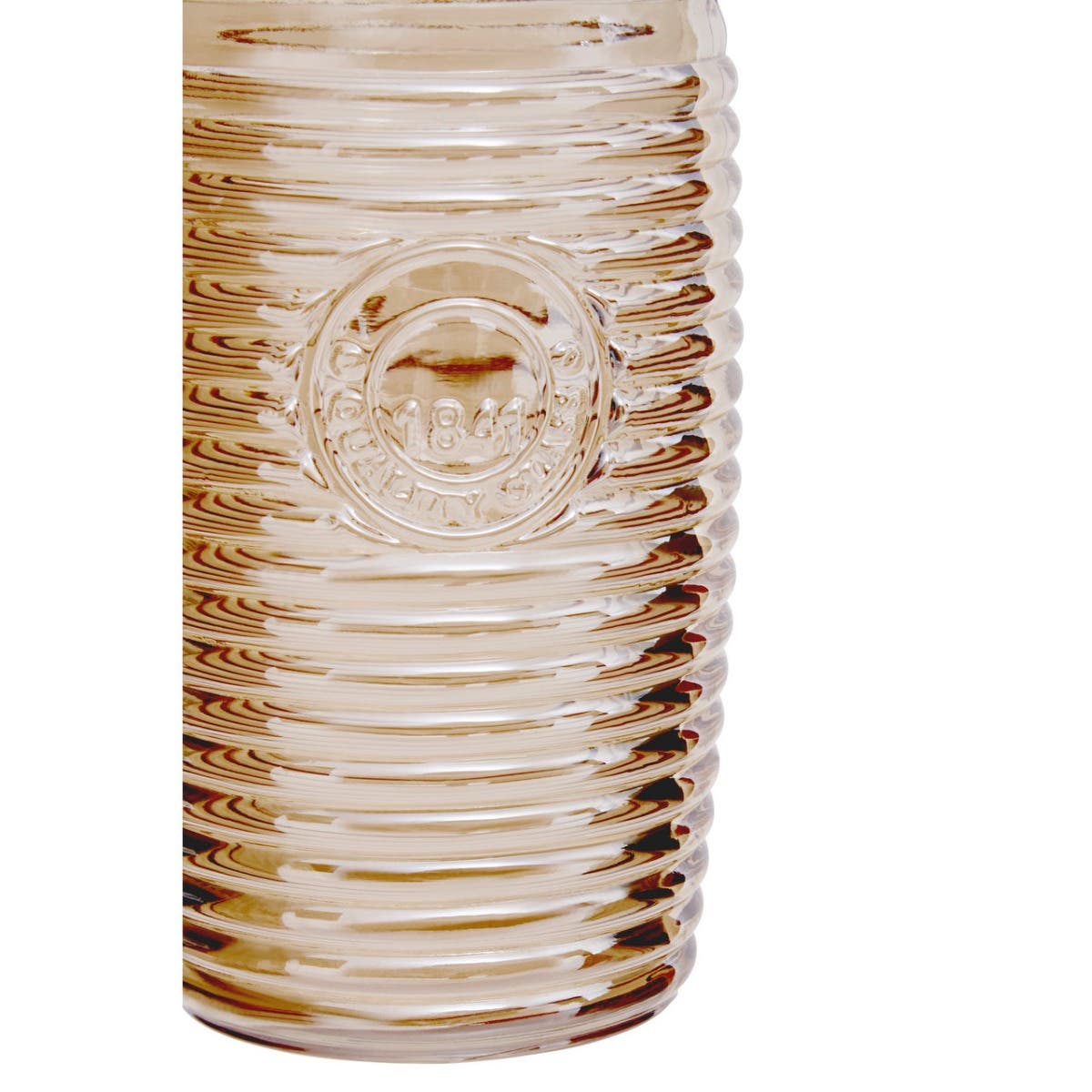 Set Of Four Gold Ribbed Glass Tumblers