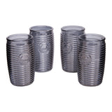 Set Of Four Grey Ribbed Glass Tumblers