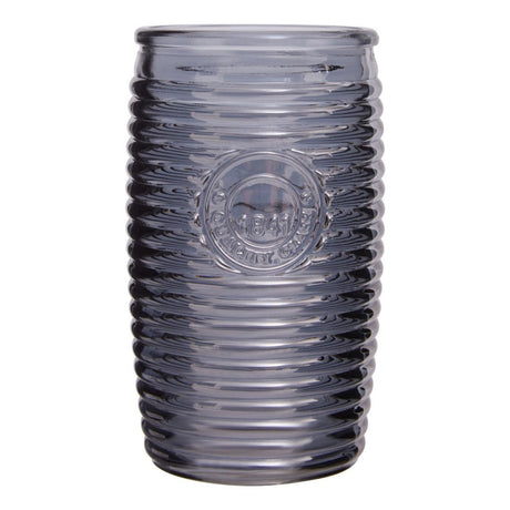 Set Of Four Grey Ribbed Glass Tumblers