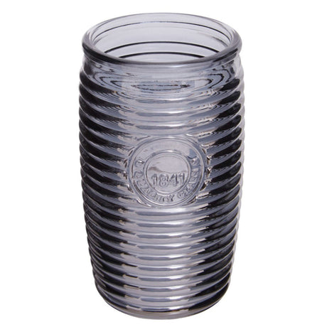 Set Of Four Grey Ribbed Glass Tumblers
