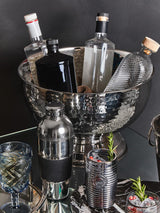 Set Of Four Grey Ribbed Glass Tumblers