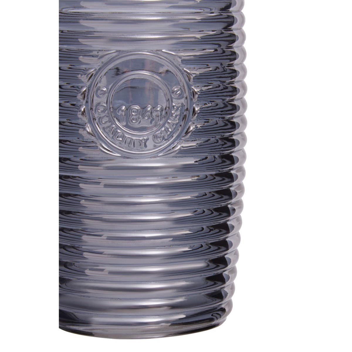 Set Of Four Grey Ribbed Glass Tumblers