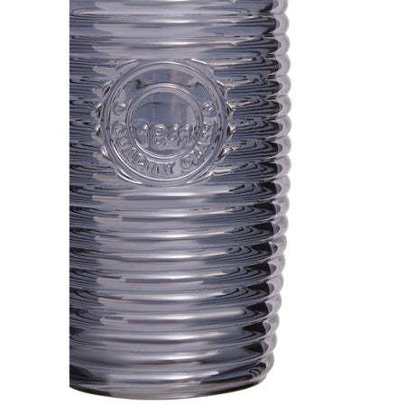 Set Of Four Grey Ribbed Glass Tumblers
