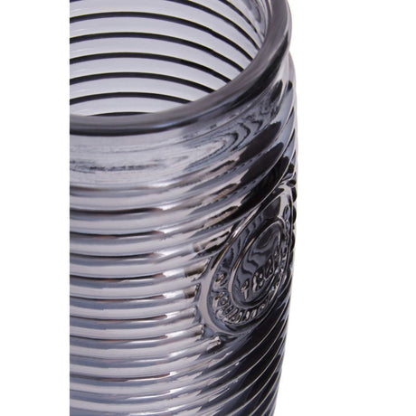 Set Of Four Grey Ribbed Glass Tumblers