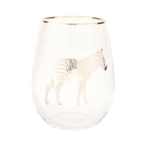 Zebra Stemless Wine Glass