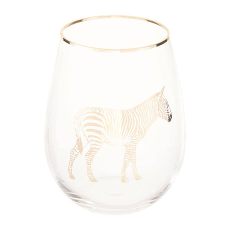 Zebra Stemless Wine Glass
