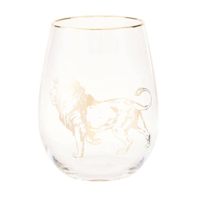 Lion Stemless Wine Glass