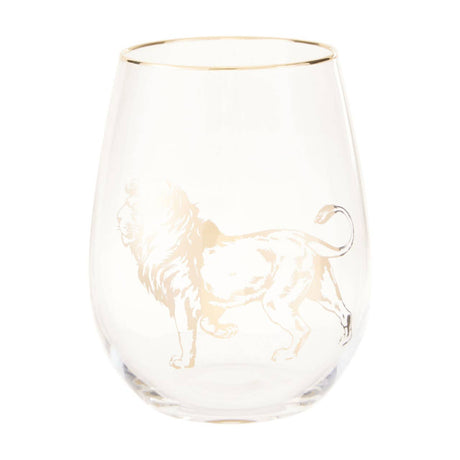 Lion Stemless Wine Glass