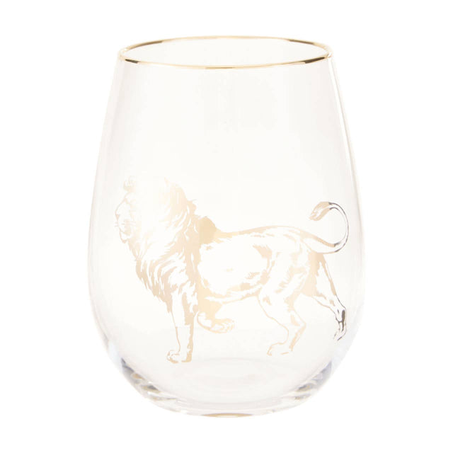 Lion Stemless Wine Glass