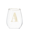 Letter A Stemless Wine Glass