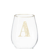 Letter A Stemless Wine Glass