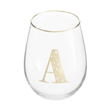 Letter A Stemless Wine Glass